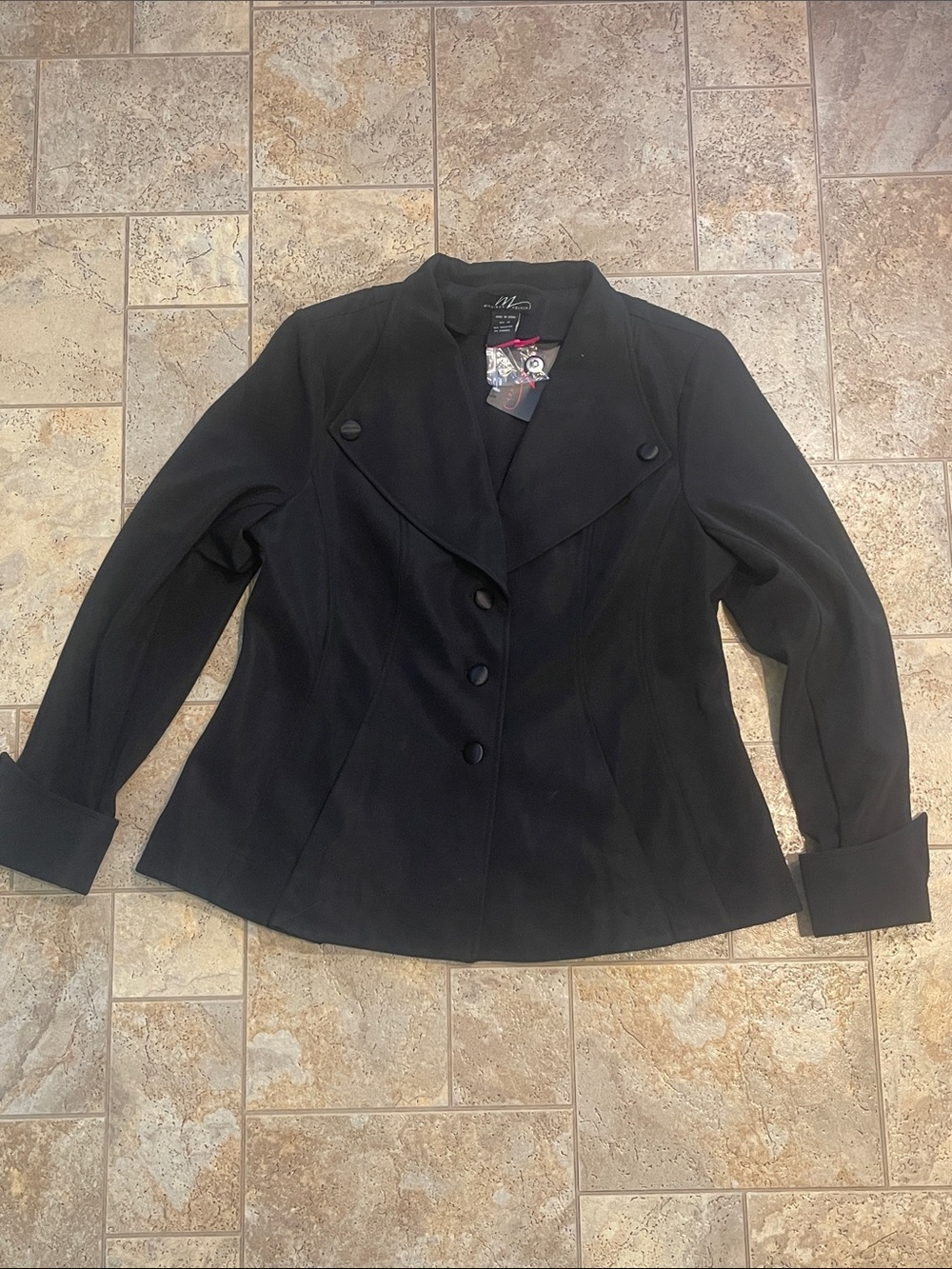 Midnight Velvet Black Tailored Shawl-Collar Button blazer